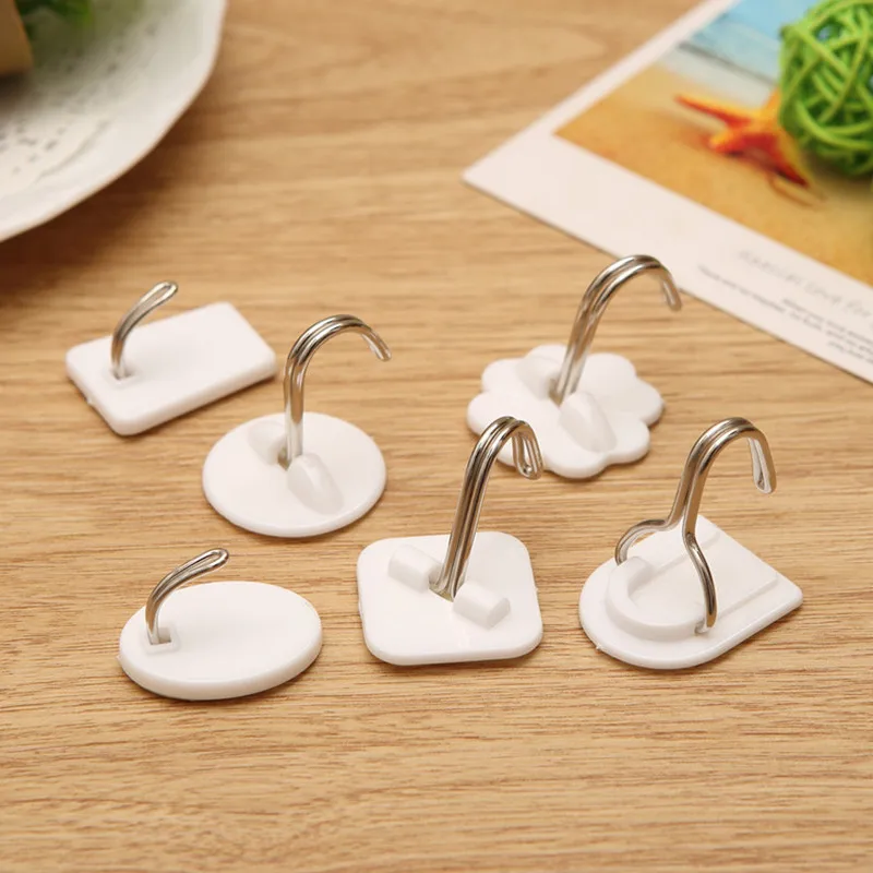 5 шт./лот белые липкие крючки прочный клейкий крючок для кухни ванной настенная