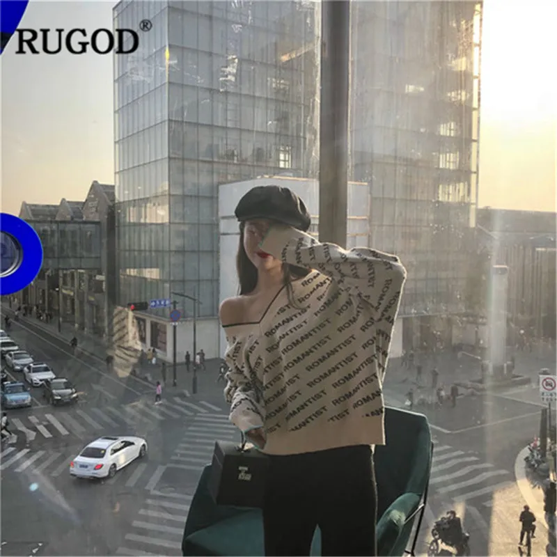 RUGOD винтажные Модные женские пуловеры с буквенным v-образным вырезом