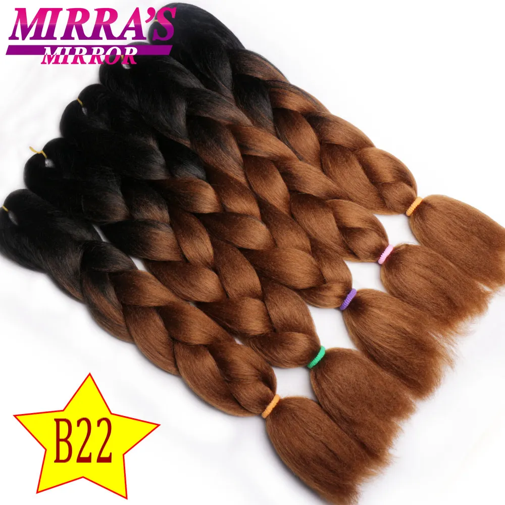 Mirra’s Mirror 5pcs Jumbo Braid Hair Crochet Braids Synthetic Hair Ombre Braiding Hair Extensions Three Tone 24inches - Цвет: B22