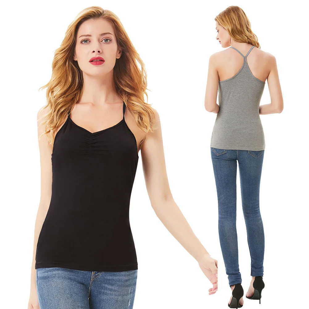 Винтажная Майка без рукавов для женщин с v-образным вырезом однотонная