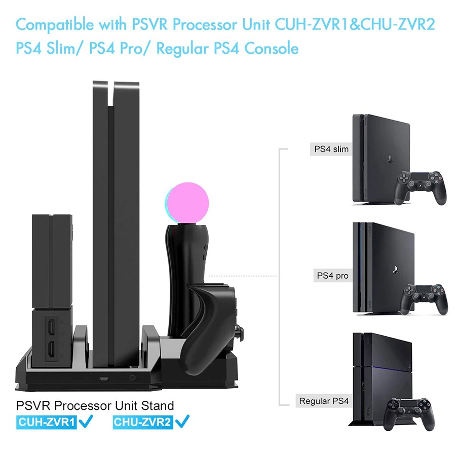 PS4 Pro Slim /PS VR Move многофункциональная охлаждающая подставка и зарядная док станция