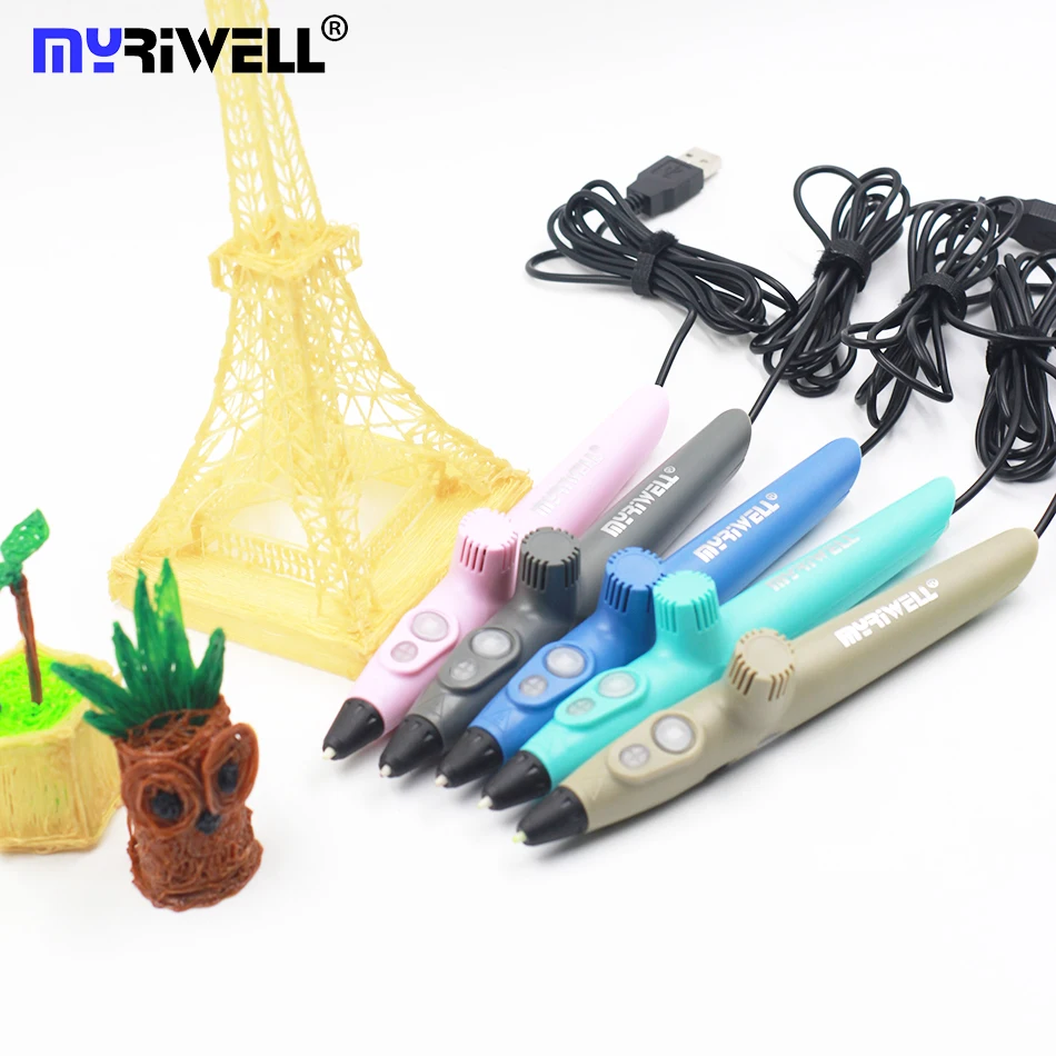 Myriwell, новинка, RP-200A, 3D печать, ручка с использованием PCL материала, нить, низкая температура, защита для детей, Подарочная игрушка, USB, 3D Ручка