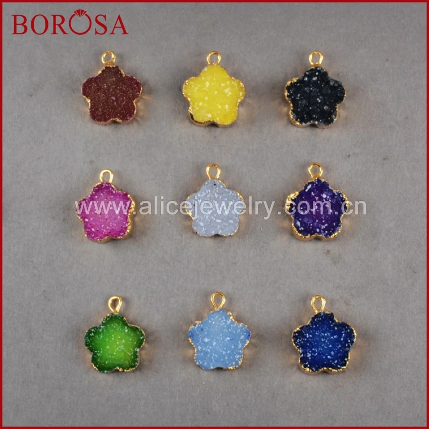 BOROSA Модные 1 шт. Бесплатная доставка Радуга Цветок натуральный кулон Агаты Druzy Geode