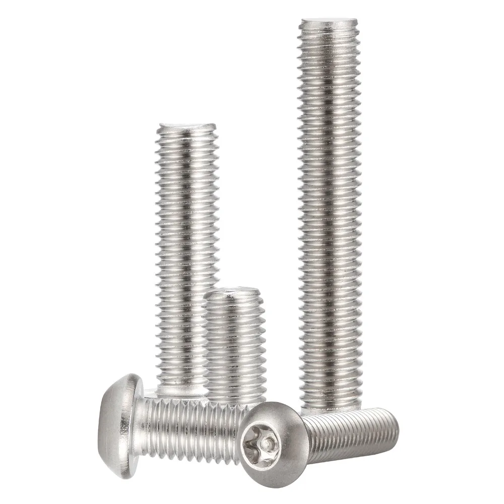 

50pcs 304 stainless steel six-lobe screws Anti-theft screws round head plum blossom with Column core blotsM4*6/8/10/12/14-50mm