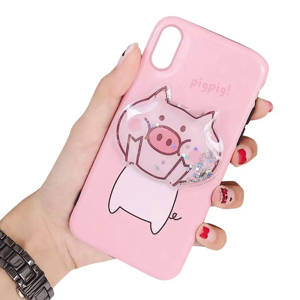 Cartoon Animal Pattern Soft TPU Phone Case Cover For Pig iPhone Pink |