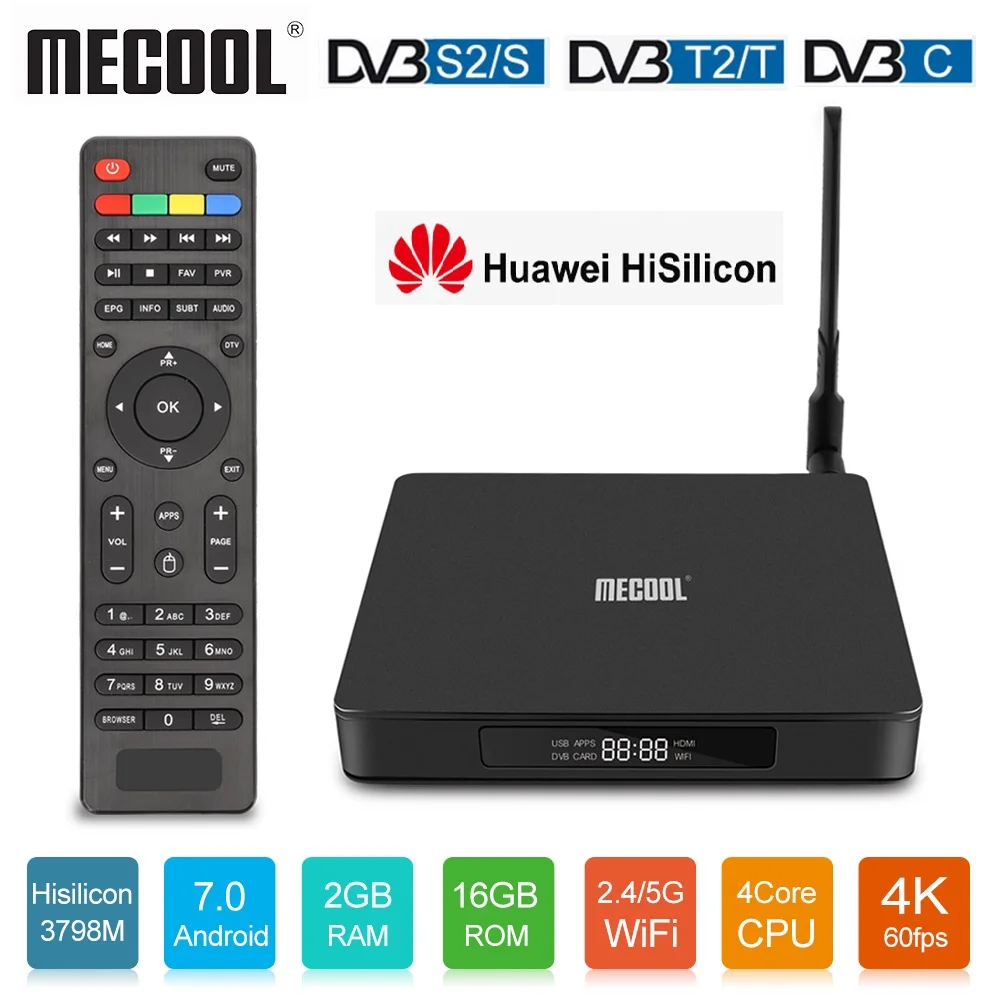 MECOOL K6 DVB S2 T2 Android 7 0 ТВ приставка Hisilicon Hi3798M 2 Гб 16 64 бит 4K 4/5 ГГц двойной Wifi BT4.1 USB3.0 Ultra