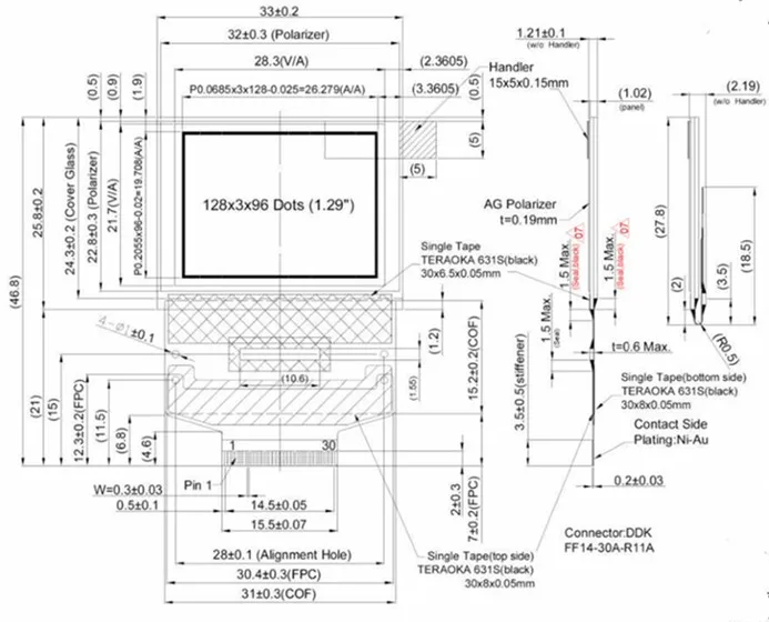 Maithoga 1,29 дюймов 30P SPI полноцветный OLED экран SSD1351 привод IC 128*96 параллельный интерфейс