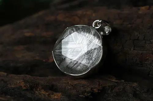 26mm Из натуральной Gibeon Железный метеорит Давид Звезда Форма Moldavite 925 пробы серебряный женщина человек кулон класс AAAAA Прямая - Цвет камня: 26mm