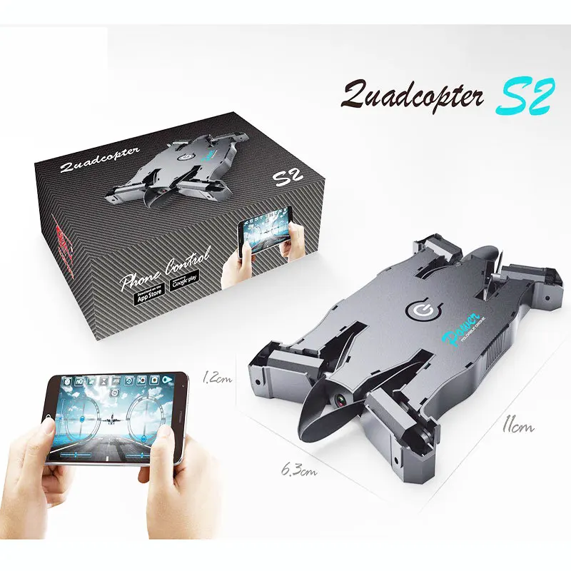 Складной Радиоуправляемый квадрокоптер WIFI FPV Мини карманный Дрон 0.3MP 2MP камера