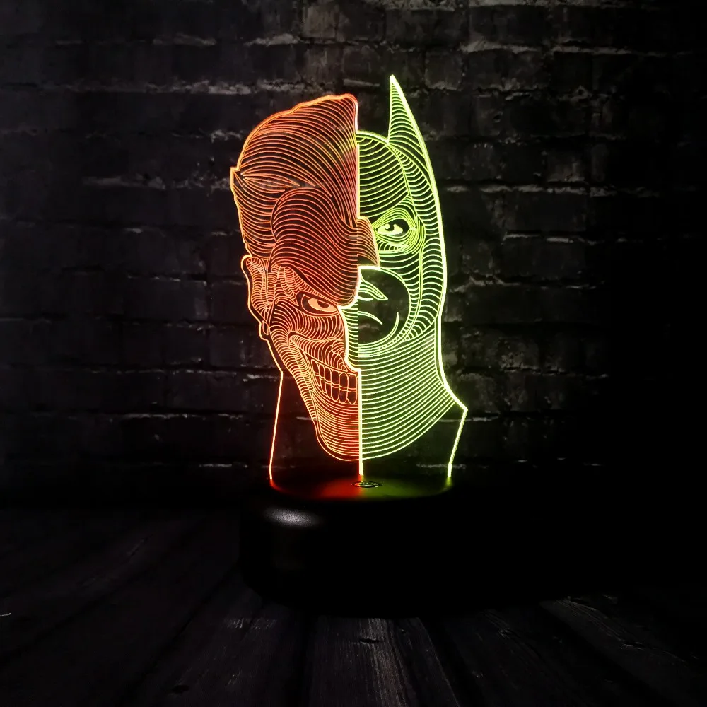 Творческий два лица человек 3D Illushion светодиодный ночник акрил Новинка освещение детский стол лампа для дня рождения подарок на Рождество