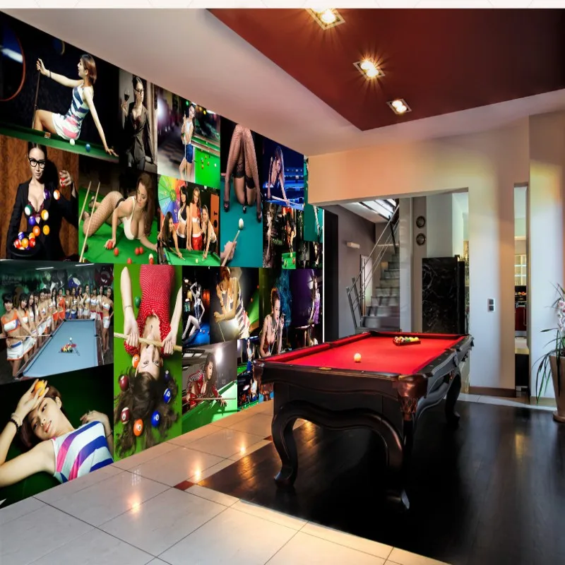 Фотообои современный Бильярд комната снукер сексуальная красота фото стена