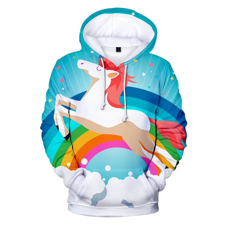 Новый 3D мультфильм Лошадь Единорог Толстовка Мужская мечта с длинным рукавом