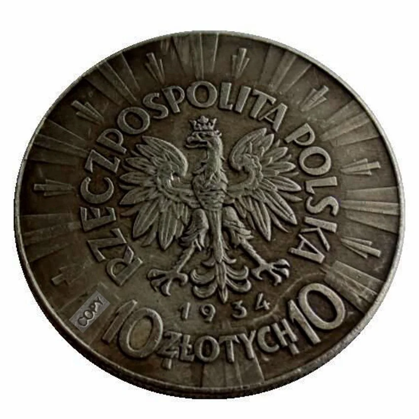 Дата 1934 1935 1936 1937 1938 1939 10 ZL непосредственный сбыт из Пилсудского Польша копия монет