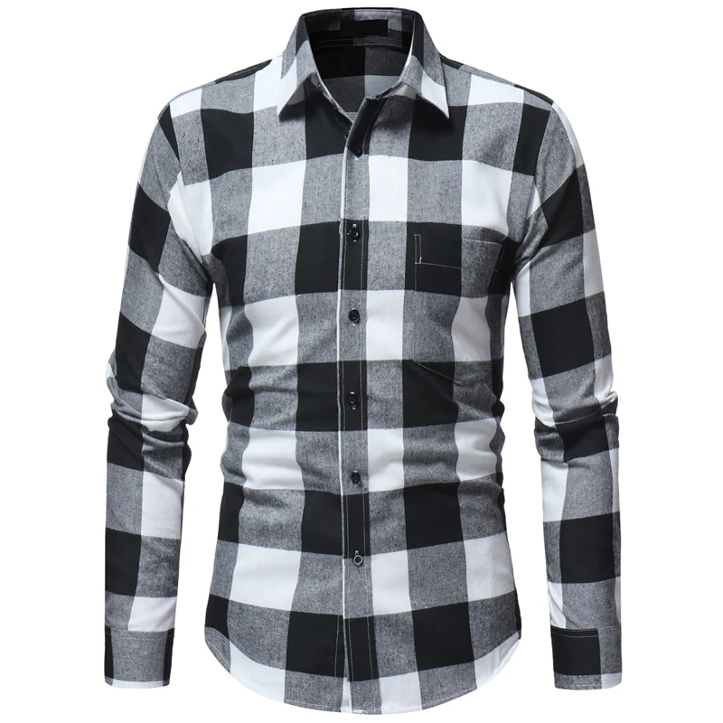 Мужская фланелевая клетчатая рубашка Camisa Masculina 2021 весна осень с длинным рукавом
