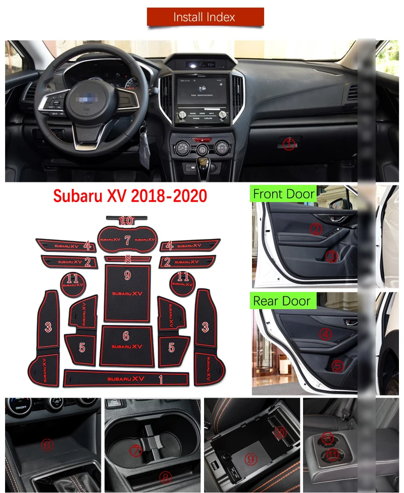 Анти Slip ворота Слот резиновый коврик подстаканники для Subaru XV 2018 2019 2020 Crosstrek WRX STI