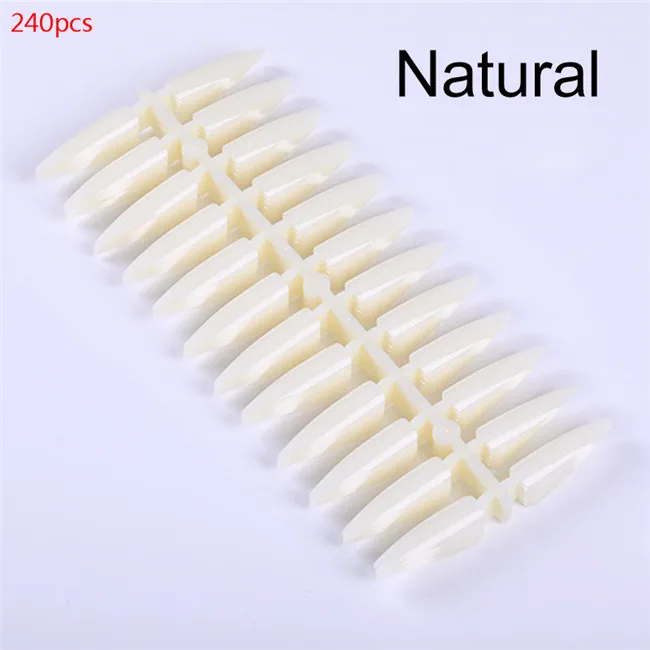 Natural 240pcs 240 шт перфорированные накладные ногти длинные прозрачные черные Полное покрытие накладные ногти салон Советы Маникюр Практика Дисплей инструменты - Цвет: Natural 240pcs