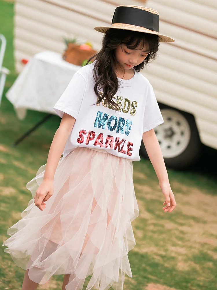 Изысканные наряды для маленьких девочек 2019 летняя детская одежда Подростковый
