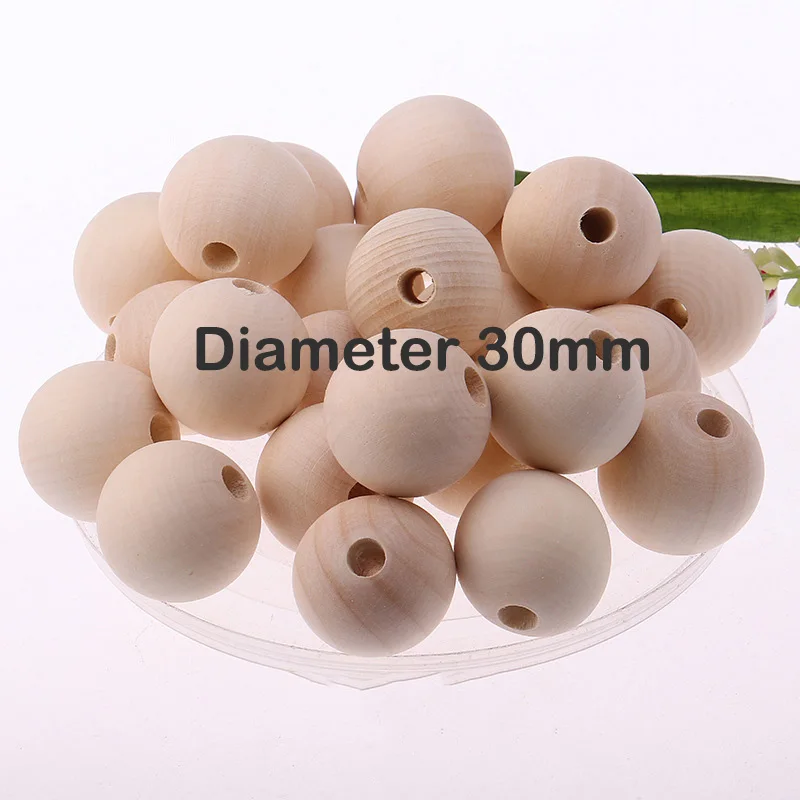 30mm 2pcs 20g 2-300 шт 6/8/10/12/14/16/18/20/25/30 мм деревянные бусины натурального Цвет круглый эко-свободного кроя из деревянных бусин "сделай сам" для изготовления ювелирных изделий - Цвет: 30mm 2pcs 20g