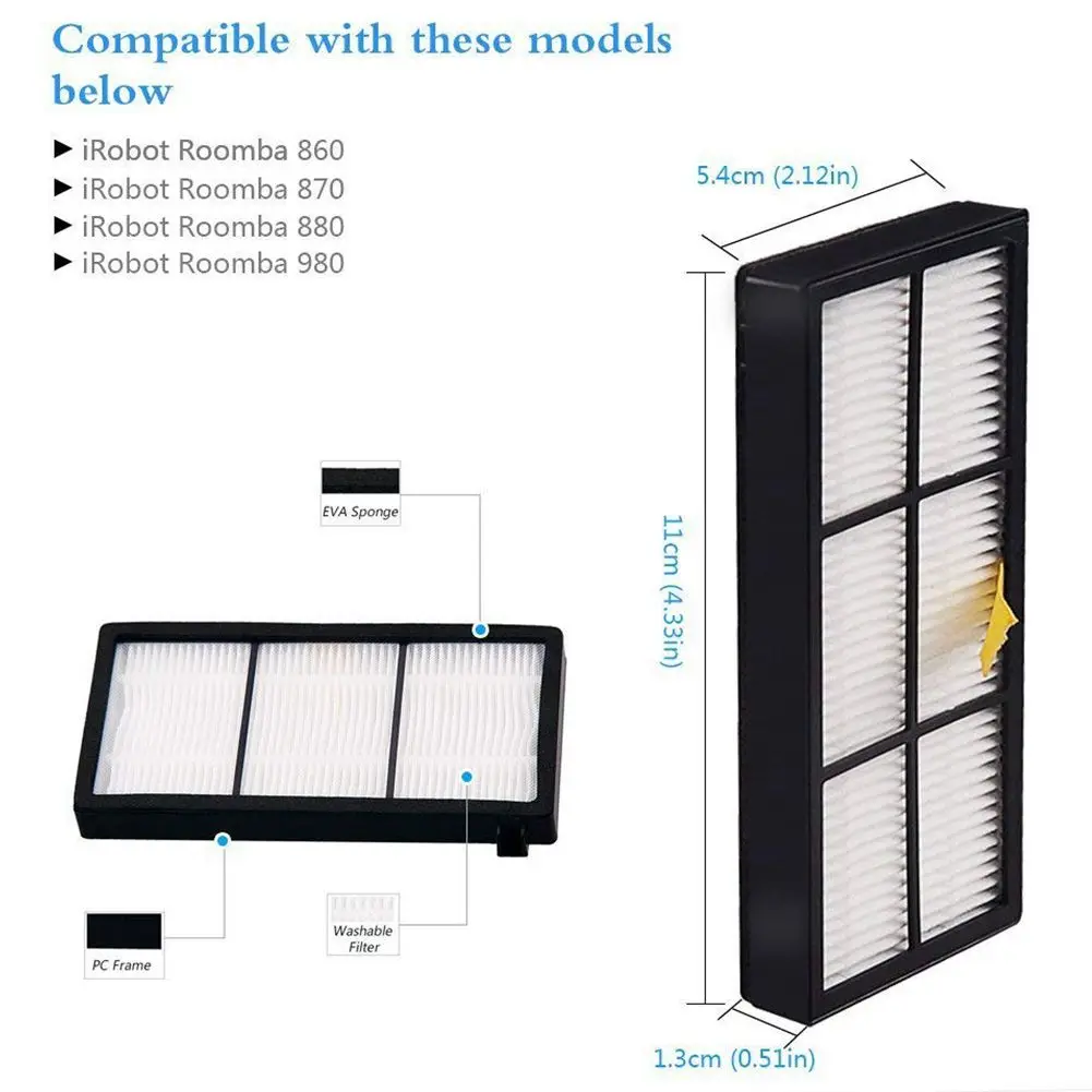 New HEPA Filters Replace Brush Kit Parts Accessories For IRobot Roomba 805 860 861 865 866 870 871 880 885 960 966 980 Series | Бытовая