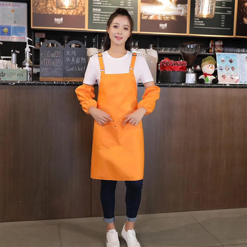 Only apron Модный кухонный фартук для приготовления пищи для женщин и мужчин, Рабочий Фартук, нагрудник с карманами для выпечки ресторана, передник с логотипом на заказ, подарок - Цвет: Only apron