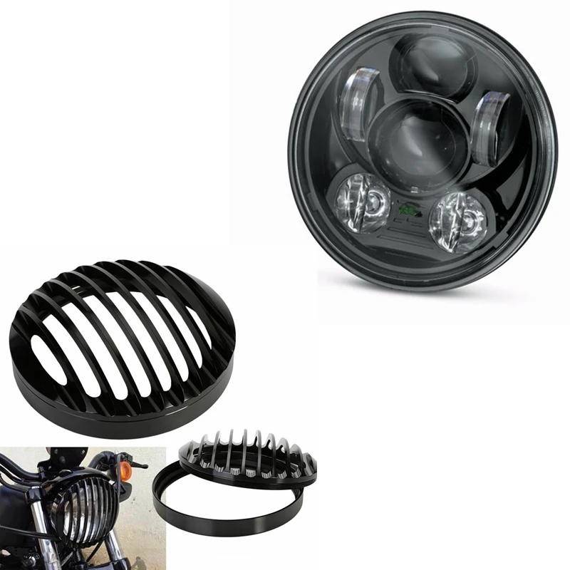 Фото Для мотоцикла Sportster 5 3/4 "фары 75" фары Гриль Крышка для Harley XL 883 1200 fit