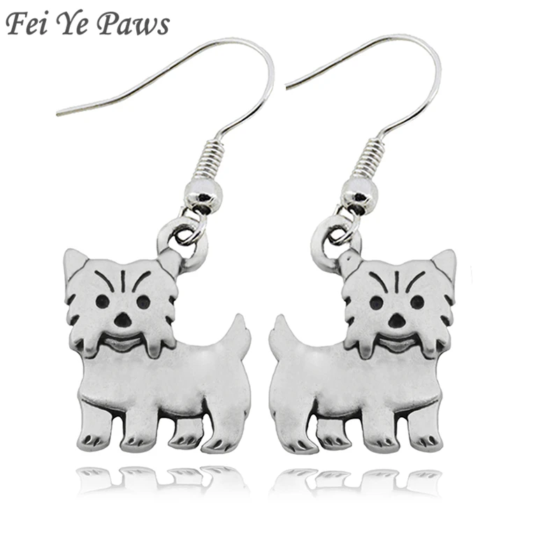 10 пар Винтажные висячие серьги йоркширского терьера медные металлические