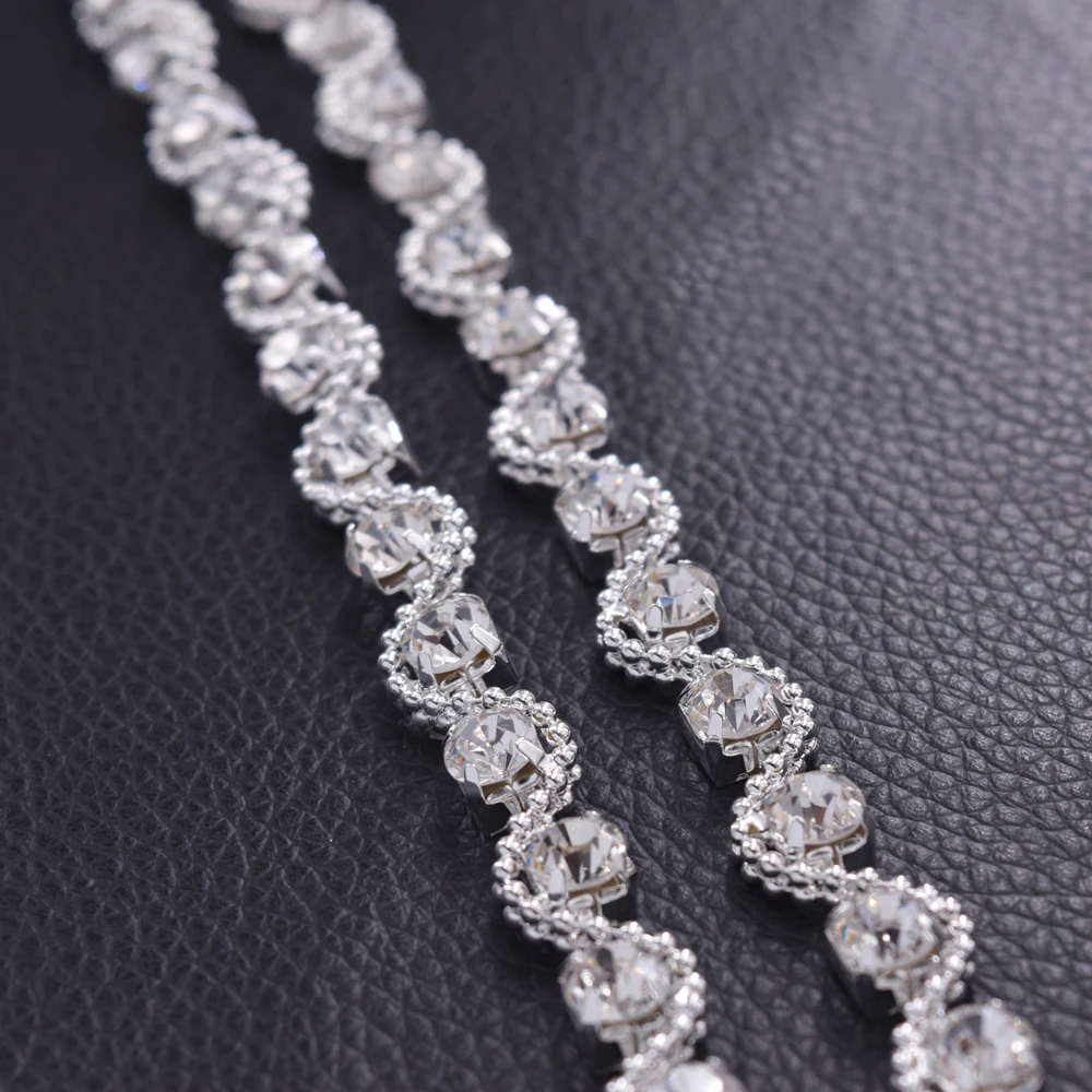 Стеклянные нашивки для ремня SS28 5 ярдов ширина 1 см посеребренные шитья одежды