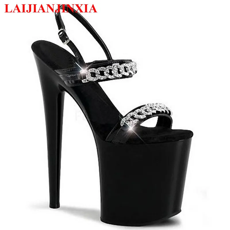 LAIJIANJINXIA 20cm high-heeled shoes platform open toe sandals overlock sexy shoes cos player shoes 8 inch Platforms Dance Shoes