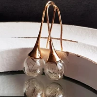 2pairs real dandelion glass ball earrings fashion drop shape earrings jewelry for women girl glass bottle earring dangle jewelry