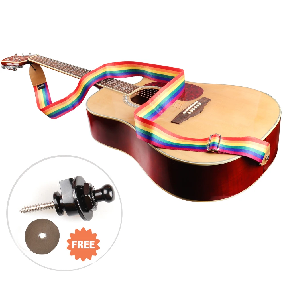 

Adjustable Multicolor Guitar Strap Nylon Belt With 1pc Guitar Strap Lock Hawaiian style Acoustic Electric Guitar and Bass