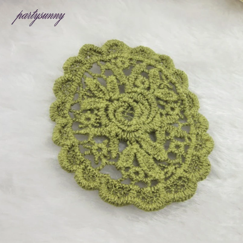 PF 10 шт./лот Водорастворимым Хлопка Кружевной Отделкой Вышитые Цветок Овальный