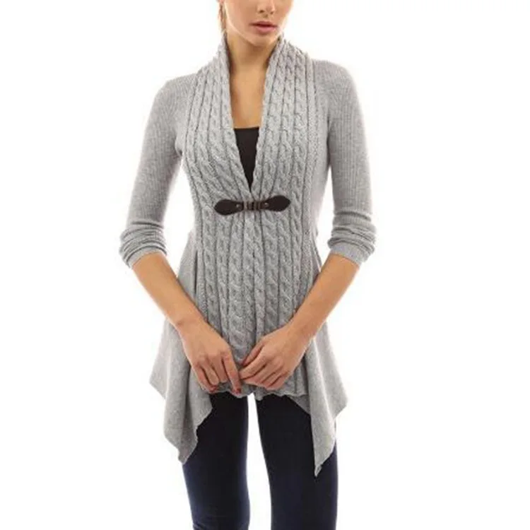 New Arrival Hemp Flower Pattern V Collar Pure Color Long Sleeve Colorful Woman Button Cross Knitwear | Женская одежда