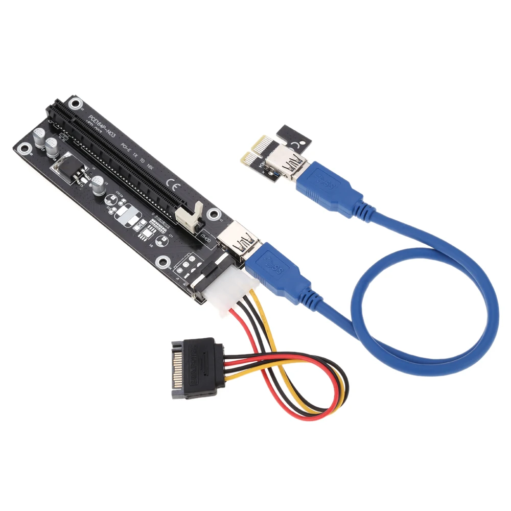 PCI E Express 1x к 16x расширитель платы переходника карта USB 3 0 адаптер с SATA кабель