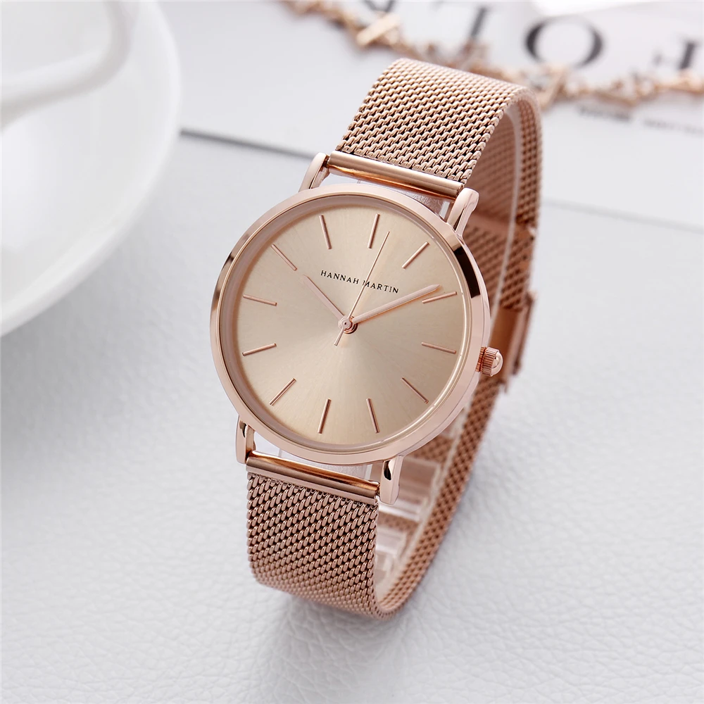 Reloj Mujer Hannah Martin DW стильные женские часы Топ бренд класса люкс розовое золото Женские кварцевые наручные часы Saat Montre Femme