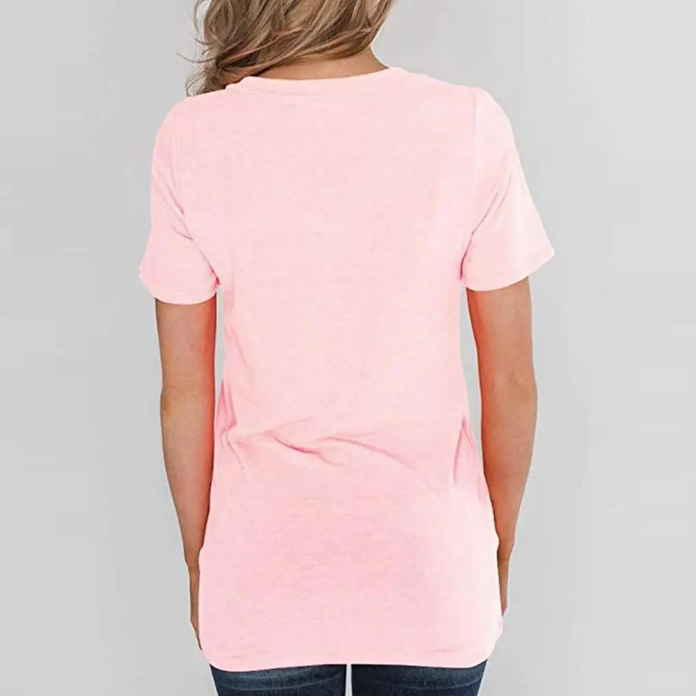 New Women's Summer Short Sleeves V Neck T Shirt With Pocket 2019 Hot Sale Leopard Printing Casual Basic Pullover Tops For Ladies | Женская