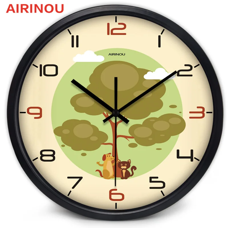 Airinou мультфильм милые животные часы в магазин кошка и собака настенные без