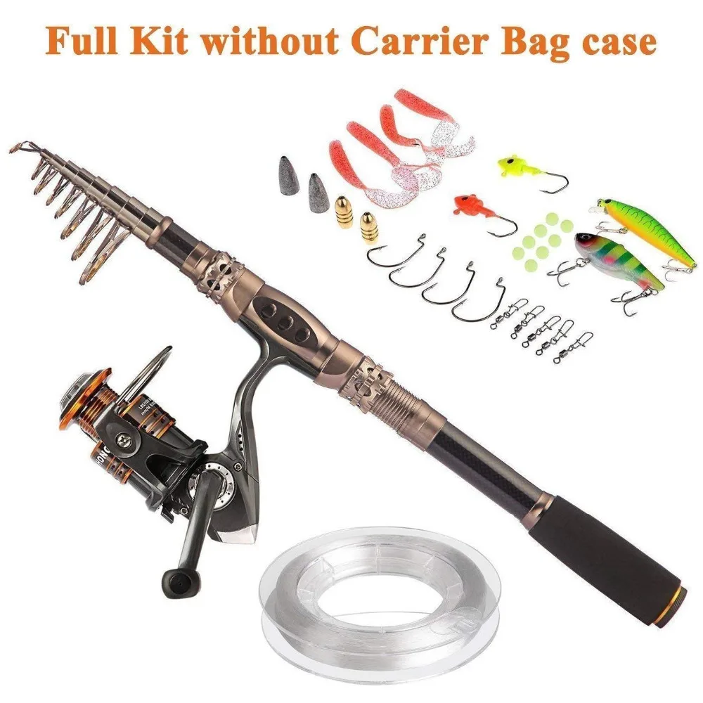 PLUSINNO Telescopic Fishing Rod Retractable Pole Saltwater Travel Spinning Rods Poles | Спорт и развлечения