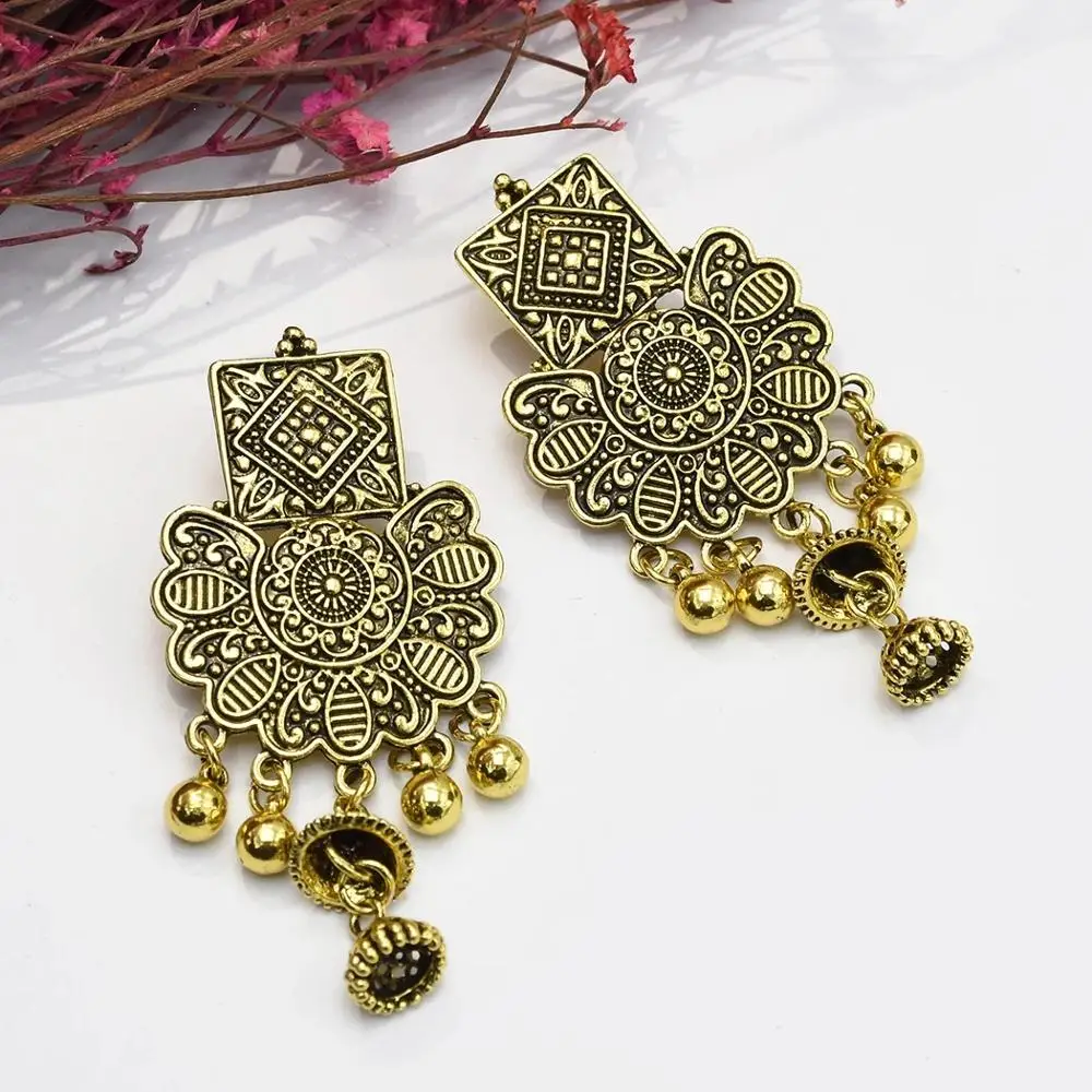 Индийский Цыганский цветок с кисточкой Jhumka серьги-подвески окисленные ювелирные