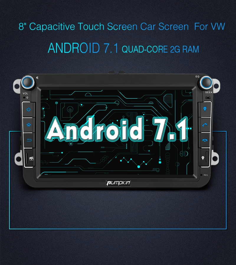 Тыквы 2 Din " автомобильный радиоприемник 2 Гб Оперативная память Android 7,1 gps навигации автомобиля стерео аудио плеер для VW/Skoda/Seat/Гольф радио видео плеер без DVD