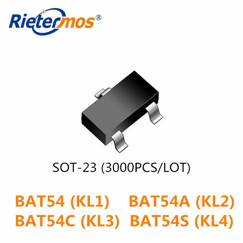 3000 шт. BAT54 KL1 BAT54A KL2 BAT54C KL3 BAT54S KL4 SOT23 Сделано в Китае|smd|smd sot23smd 100 |