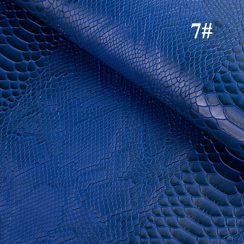 7 blue Meetee 45x137 см 1,2 мм Толстая кожаная ткань искусственная синтетическая змеиная кожа ПВХ материал для багажа бумажник ремень DIY Аксессуары - Цвет: 7 blue