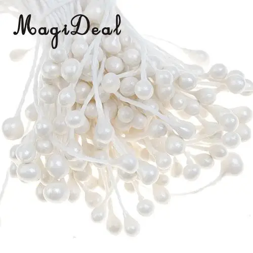 MagiDeal 150 штук жемчужные Двойные наконечники цветочные тычинки перламутровые