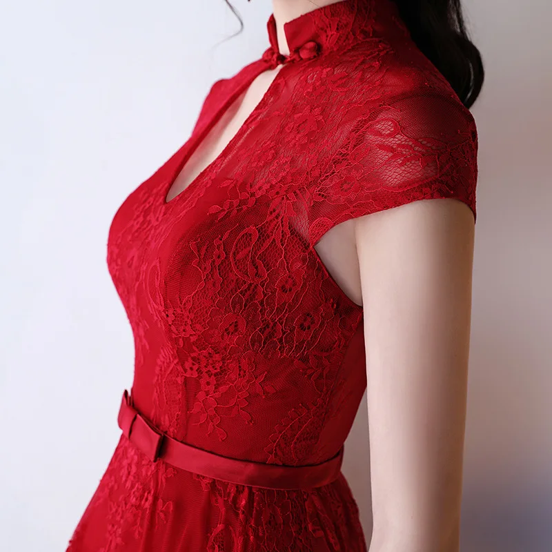 Современный Cheongsam Сексуальная Qipao красный Вечерние платья традиционные китайское платье Vestido де Noche Китай Костюмы магазине