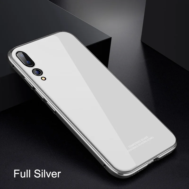 Full Silver Ультратонкий Жесткий чехол для huawei P10 P10 Plus P20 P20 Pro Чехол металлический бампер+ покрытие PC Edge закаленное стекло задняя крышка 3 в 1 Coque Capa - Цвет: Full Silver