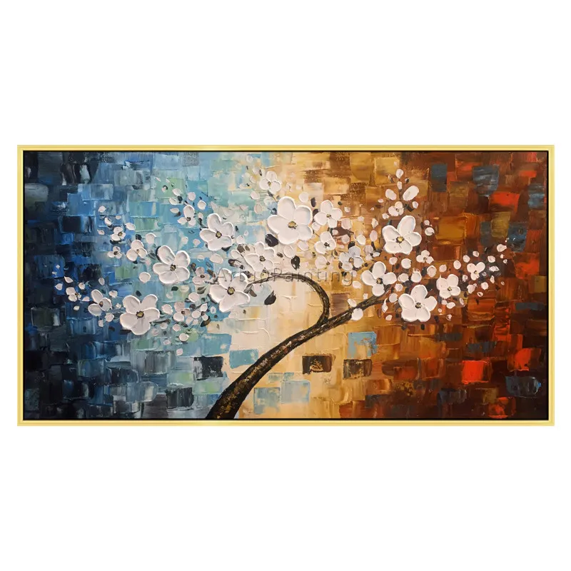 Canvas painting palette knife 3D texture flower tree Wall art Pictures For Living Room home decor caudros decoracion084 | Дом и сад