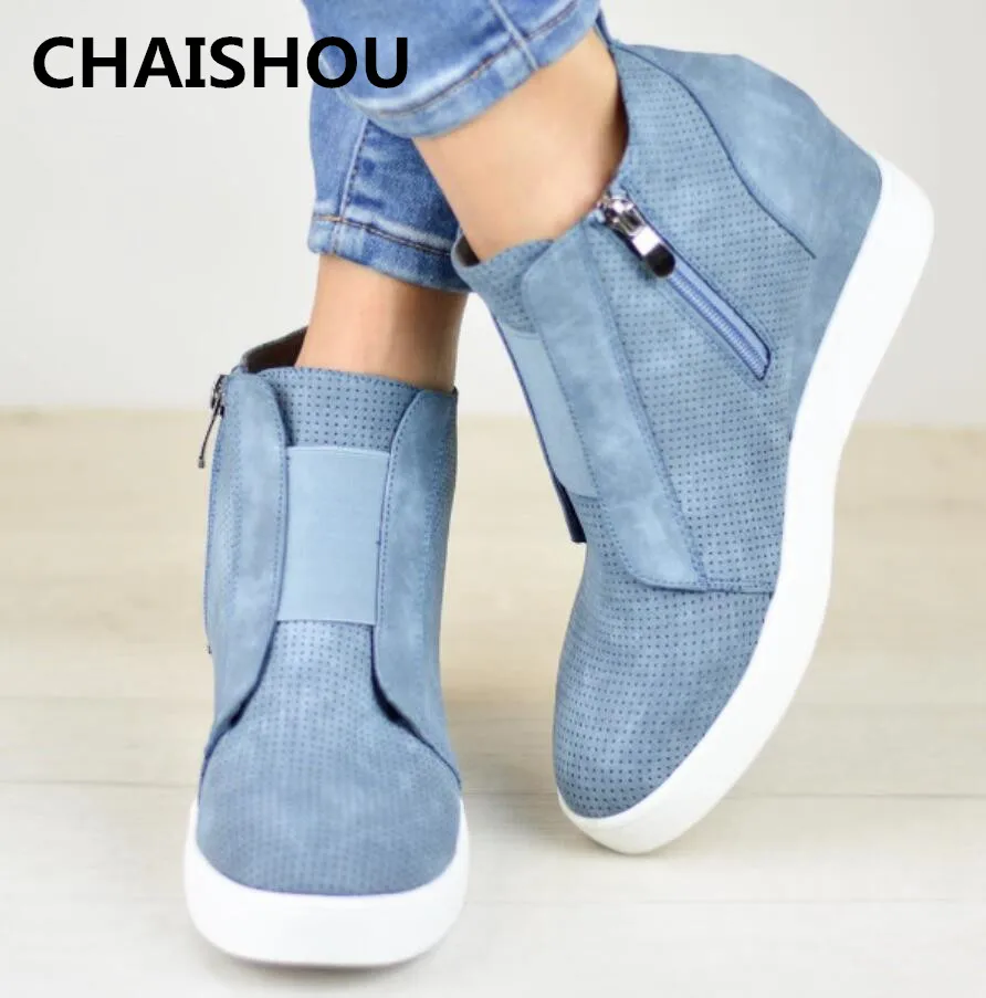 CHAISHOU/зимняя женская обувь chaussure на танкетке zapatos mujer sapato ботильоны большие размеры
