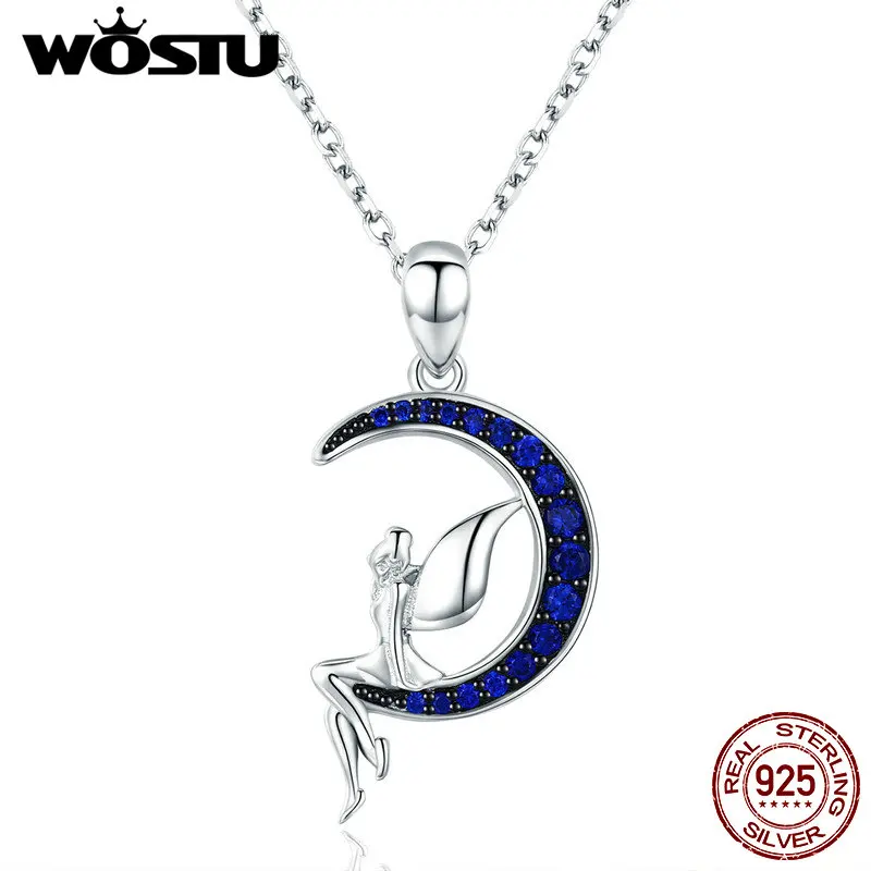 WOSTU классика хит продаж новинка серебро 925 пробы Фея в синей Луне CZ подвеска