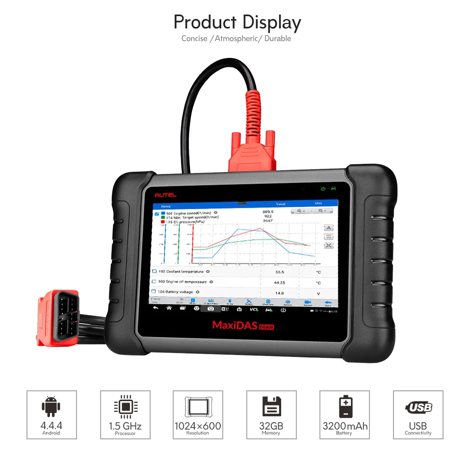 AUTEL MaxiDAS DS808 OBD2 сканер диагностический инструмент брелок программируемый инструмент ECU код автомобильный код считыватель же как MS906 PK DS708