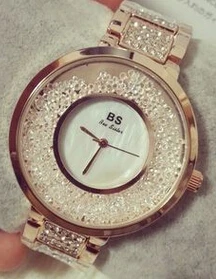 Для женщин Стразы Часы Relogio Feminino платье часы Montre Femme Нержавеющая сталь большой циферблат наручные женские часы с кристаллами - Цвет: rose gold