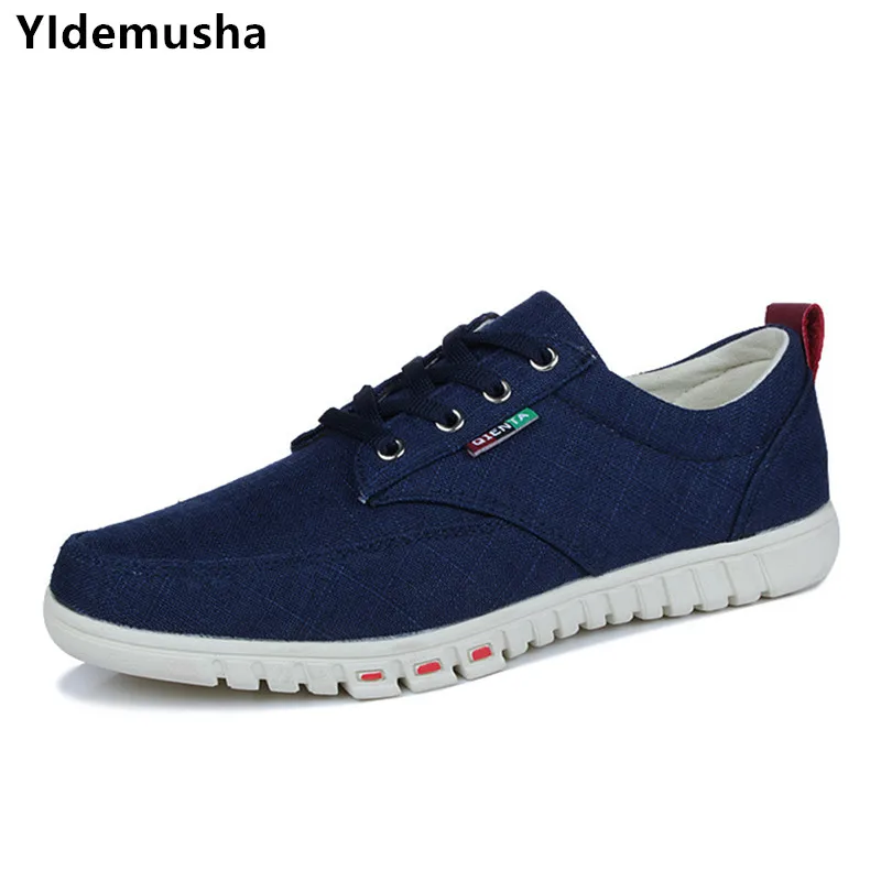 YIdemusha Autumn Men Lace-up Casual Flat Shoes Male sneakers solid sewing adult canvas shoes 2018 New Arrivals Fashion Tenis | Обувь